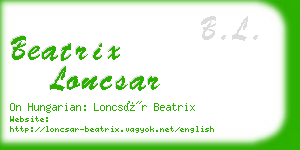 beatrix loncsar business card